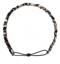 Juicy Couture Leather & Chain Woven Black Leopard Print Calf Hair Stretch Headband