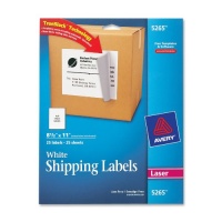 Avery Shipping Labels for Laser Printers with TrueBlock Technology, Full Sheet, White, 8.5 inches x 11 inches, Pack of 25 (5265)