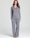 DKNY accents this cotton jersey pajama set with pops of pink for an on-trend lounge look.