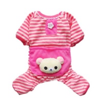 Cute Bear Comfy Dog Pajams Dog Shirt Stripes Dog Jumpsuit Pet Dog Clothes Free Shipping,Pink,S