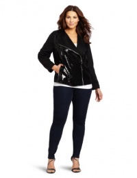 Calvin Klein Women's Plus-Size Women's Moto Seqin Front Jacket