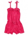 Pink Platinum Girls Swim Coverup Terry Cloth Romper - Fuchsia (Size 5/6)