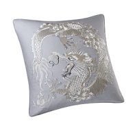 In a palette of grey, pearl and gold, this bedding collection is inspired by an embroidered silk textile from Natori's archives. Boldly embroidered with a detailed dragon, this euro sham adds drama.