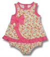 First Impressions Infant Girls Pink Floral Wrap Sunsuit Romper, 0-3 Months