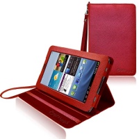 CrazyOnDigital Stand Leather Case For Samsung Galaxy Tab 2 7.0 (Red)