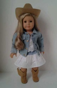 Cowgirl Outfit for American Girl Dolls-Complete outfit with Boots and Beaded Rope Hat