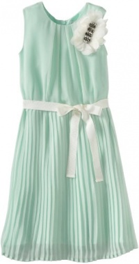 Blush by Us Angels Girls 7-16 Chiffon Dress With Pleat Skirt, Mint, 12