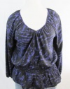 Michael Kors Iris Animal Print V Neck Gathered Waist Blouse Top