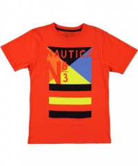 Nautica Flag Stripes T-Shirt (Sizes 8 - 20) - orange, 10 - 12