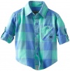 Woolrich Baby-boys Infant Signature Plaid Button Up, Blue, 12 Months