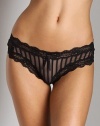 Elle Macpherson Intimates Sheer Ribbons Thong E16-328 M/Black