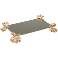 Jay Strongwater Blush Ruffled Tea Mirror Towel Holder Tray Naomi