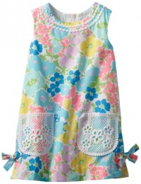 Lilly Pulitzer Girls 2-6X Little Classic Shift Lace, Resort White Spring Fling, 5