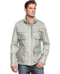 Casual cool meets city slick with this moto-inspired jacket from Calvin Klein. (Clearance)