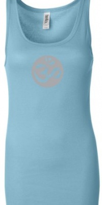 Ladies Yoga Tank - Om Symbol Big Print Longer Length Tanktop, XL, Light Aqua