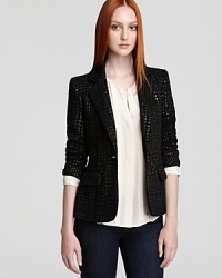 Touches of metallic lend trend-right shine to this Alice + Olivia blazer, the designer's day-to-night piece you can't be without.