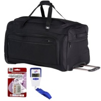 Delsey Helium Superlite 28 Trolley Duffel Bag Black + American Tourister Digital Luggage Scale 100 lbs. Capacity + Accessory Kit