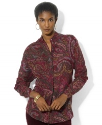 A sweeping paisley pattern lends a romantic element to Lauren Ralph Lauren's classic tunic, rendered in soft cotton voile. (Clearance)