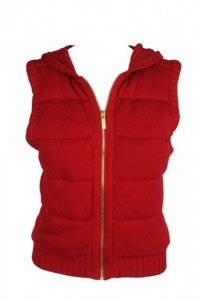 MICHAEL Michael Kors Womens Hooded Knit Zip Up Cushion Vest