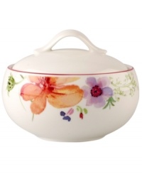 Prolong spring with the lively Mariefleur sugar bowl. Splashy colors adorn premium white porcelain edged in red and designed for everyday dining. Mix and match with New Cottage dinnerware, also by Villeroy & Boch.