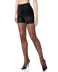 Sheer diamond patterned tights with body shaping control for slimming results. Style #384