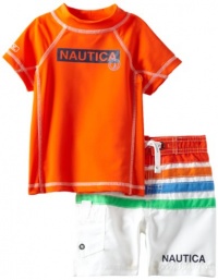 Nautica Baby-Boys Infant 2 Piece Rashguard Set, Tomato, 12 Months