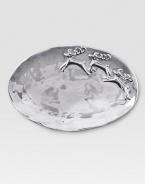 Serve holiday treats - and Santa's cookies on this softly textured platter of recycled aluminum.Hand-crafted13.75L X 9WWipe cleanImported