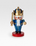 Dressed in regal blue, with a golden crown this delightful wooden nutcracker is entirely hand-crafted in Germany.6½ X 6 X 11HCarved woodMade in Germany