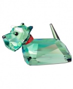 A very merry dog, Scottie features a coat of faceted green crystal with white eyebrows and a sparkling red collar. He's a popular member of the Swarovksi Lovlots Gang of Dogs and cute addition to any figurine collection.