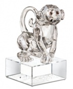 Pretend it's always the year of the monkey with this meticulously crafted Swarovksi figurine from the Chinese zodiac collection. Featuring clear and faceted silvertone crystal on a base engraved with both English and Chinese seal script.