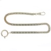 Pocket Watch Chain Fob Curb Link Design Silver-Tone 14