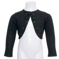 Bonnie Jean Little Girls 5 Black Ribbon Floral Christmas Bolero