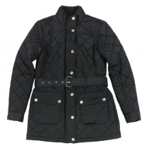 Ralph Lauren Women's Quilted Belted Jacket (Black) (Medium)