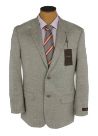 Tasso Elba Mens 2 Button Light Gray Herringbone Wool Sport Coat Jacket