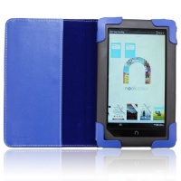 iPearl mCover Leather Cover Case for Barnes & Noble 7-inch Color Touchscreen Nook Color / Nook Tablet - BLUE