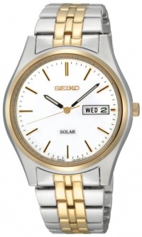 Seiko Men's SNE032 Two-Tone Solar White Dial Watch