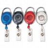 GBC BadgeMates Translucent Carabiner Badge Reels, 4 Reels, 1 Each in Red, Clear, Black, and Blue (3747498)