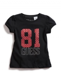 GUESS Kids Girls Puff-Sleeves GUESS Kids Girls '81 Tee, BLACK (3T)