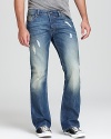 The Fanker jean from Diesel is sand blasted and distressed for a well-worn look without the work.