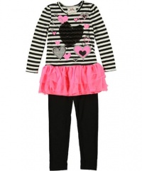 Beautees Heart of Glitter 2-Piece Outfit (Sizes 4 - 6X) - pink/black, 5