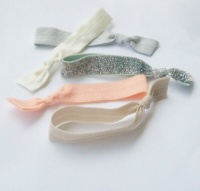 5 Hair Ties, Silver Peach by Lucky Girl Hair Ties