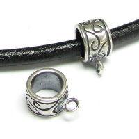 2 pcs .925 Sterling Silver Bail Pendant Charm Connector Cord Ring Slider For Pandora Troll Charmilia European Charm / Findings / Antique