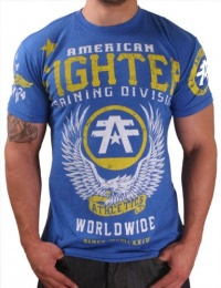 American Fighter By Affliction Fly By Men's Crewneck T-Shirt Tee Blue