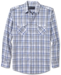 Your weekend warrior is here. This American Rag plaid shirt will lead in your casual rotation.