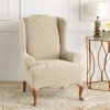 Sure Fit Stretch Jacquard Damask Wing Chair-Oyster