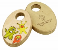 SugarBooger Wooden Shaker Baby Rattle, Hungry Monsters