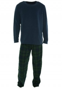 Club Room Men's Long Sleeve Fleece Pajama Set Navy, Small