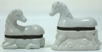 White Ceramic Horse Jewerly Box Set Of 2