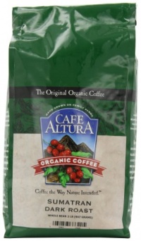 Cafe Altura Organic Coffee, Sumatran Dark Roast, Whole Bean, 32-Ounce Bag