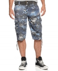 With a laid-back tropical camo pattern, these cargo shorts from Wear First are ready to let the good times roll all summer long.